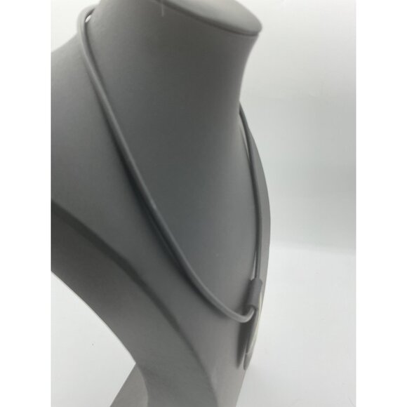 Black Rubber Necklace With Geometric Pendant - Picture 2 of 4